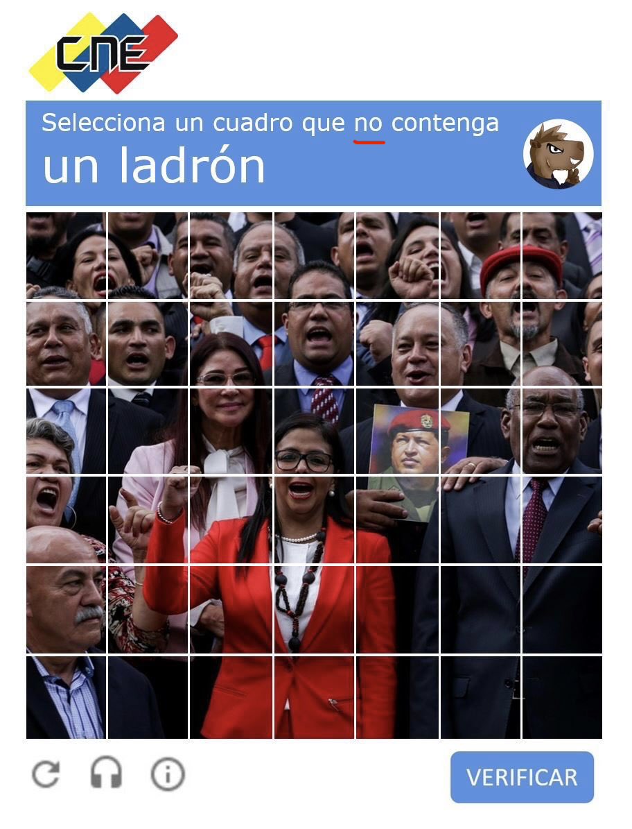 ChiguieTripolar's tweet photo. Gracias a la presión de la CIA, la página del CNE por fin publica los resultados de las elecciones presidenciales, pero para poder verlos hay que pasar el siguiente verificador https://t.co/bD9W34ESdZ