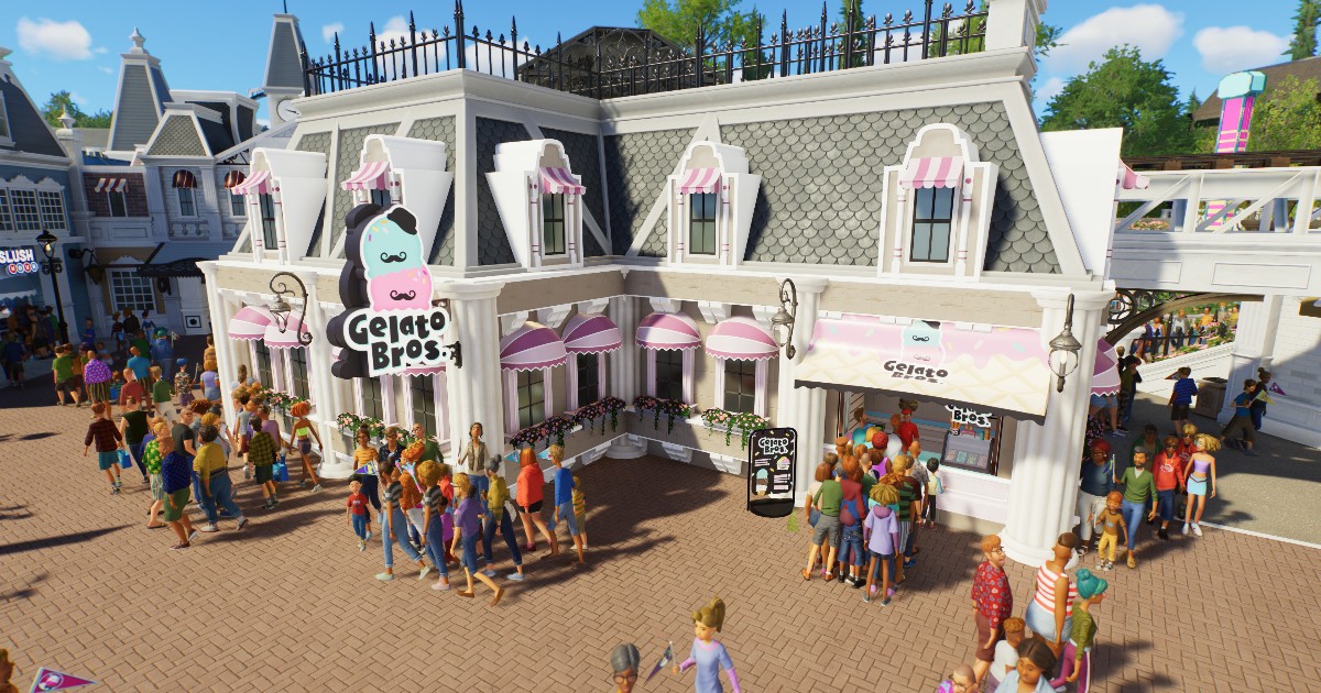 PlanetCoaster's tweet photo. Celebrate World Ice Cream Day in your parks by grabbin' your favourite flavour from Gelato Bros 🍦
What's your go-to ice cream flavour?
Designed by Neo-Mick, it'll slot right into your Small Town streets.
Sharecode: 25T-P9N-68K
#PlanetCoaster https://t.co/zjeH1jCfmI
