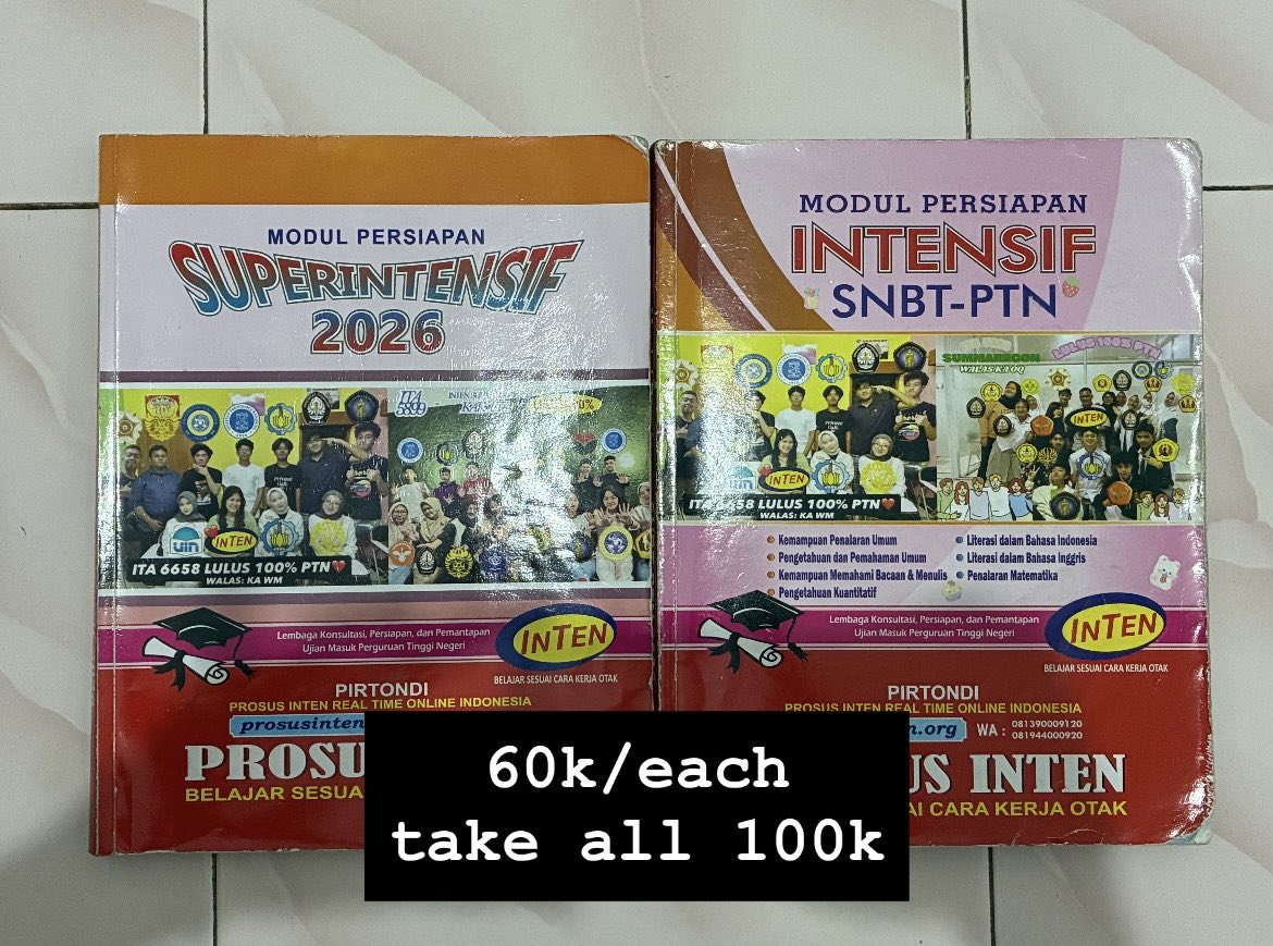 shouneyoo's tweet photo. #wts #wtb #zonauang
wts buku Mapel Inten XII, Intensif dan Supin, Kuis dan Mandiri Inten, Go, dan Zooperbook NF X dan XI 🙇🏻‍♀️
bisaa nego tipis &amp; co by oren yaa! 🍊🧡
📍 tangsel 

if u interested m, just hit my dm or reply this tweet yaap! 
thankyeww 🩷 https://t.co/pOENef135K