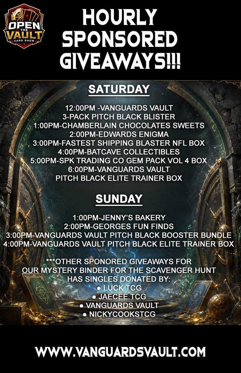 OpenTheVaultCCS's tweet photo. Vendors are setting up, make sure and come check out all the great deals, or join a tournament!!! https://t.co/8lpaQBOFhs