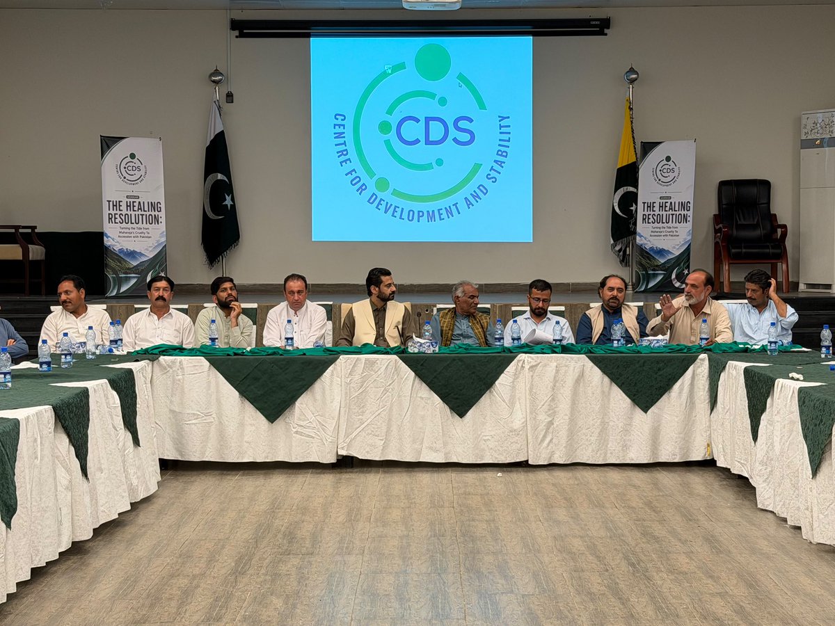 irfanashraf36's tweet photo. Centre for development and Stability Organised seminar titled “The healing Resolution : Turning the tide from Maharaja’s Cruelty to accession with Pakistan” on July 19 , 2026 at kashmir house. Dr Irfan DG CDS, Mam Shameem Shawl  Senior APHC leader , Sardar Nazir ahmed khan , Baber khajjak , youth activist from Balochistan addressed seminar.  Speakers said that 19 July 47 resolution pave  right track for Kashmiri Nation and the mission of elders would be continue at any cost. Ideological unrest in AJK is agenda of hostile powers , leading towards a disaster for Kashmir cause. Pakistan is the guardian & protector of Kashmiri Nation . Any agenda  against Pakistan will ultimately harm kashmir cause. 
#Kashmir