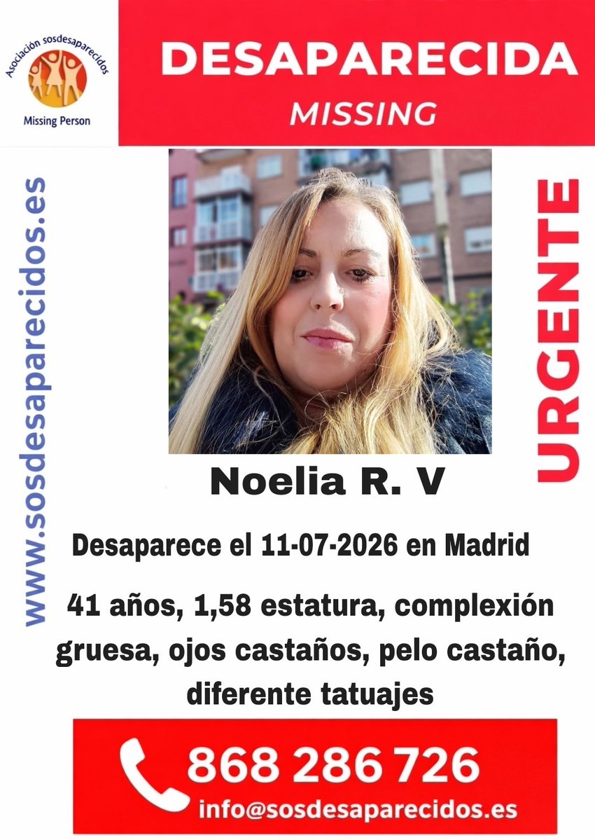 sosdesaparecido's tweet photo. 🆘 DESAPARECIDA
#Desaparecido #Missing #España #Madrid https://t.co/UqIGlMb2cW