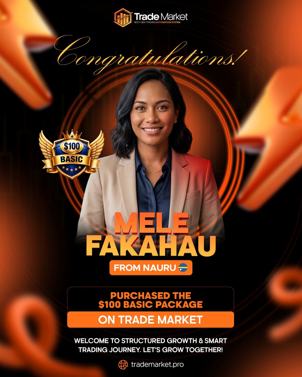 TradeMarket_Pro's tweet photo. 🎉 Congratulations to Mele Fakahau from Nauru!

We are delighted to welcome Mele Fakahau from Nauru 🇳🇷 to the Trade Market community on the successful purchase of the $100 Basic Package.

🌍 Country: Nauru
🎯 Package: $100 Basic Package https://t.co/PU6rzsKcjC
