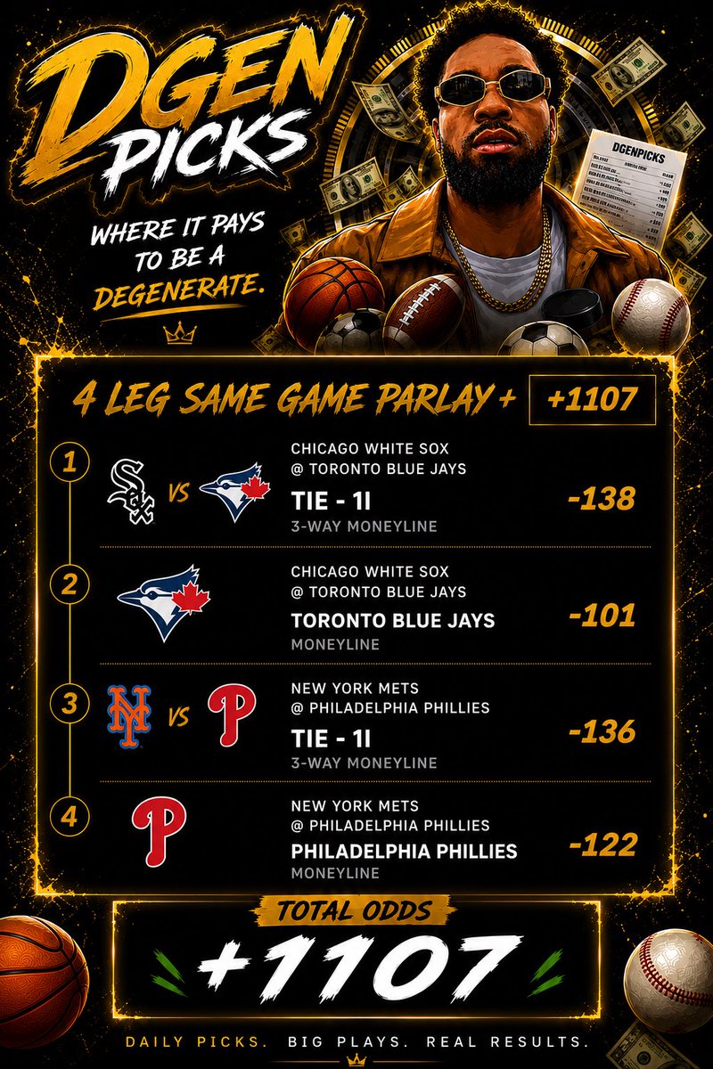 IveryGentryXRP's tweet photo. Sorry I’m late! But let’s take it back to back‼️

DGenPicks™️

Where it PAYS to be a Degenerate🤑😈

#MLB #SportsPicks #betting #DGenPicks https://t.co/tTd0MsbuCD