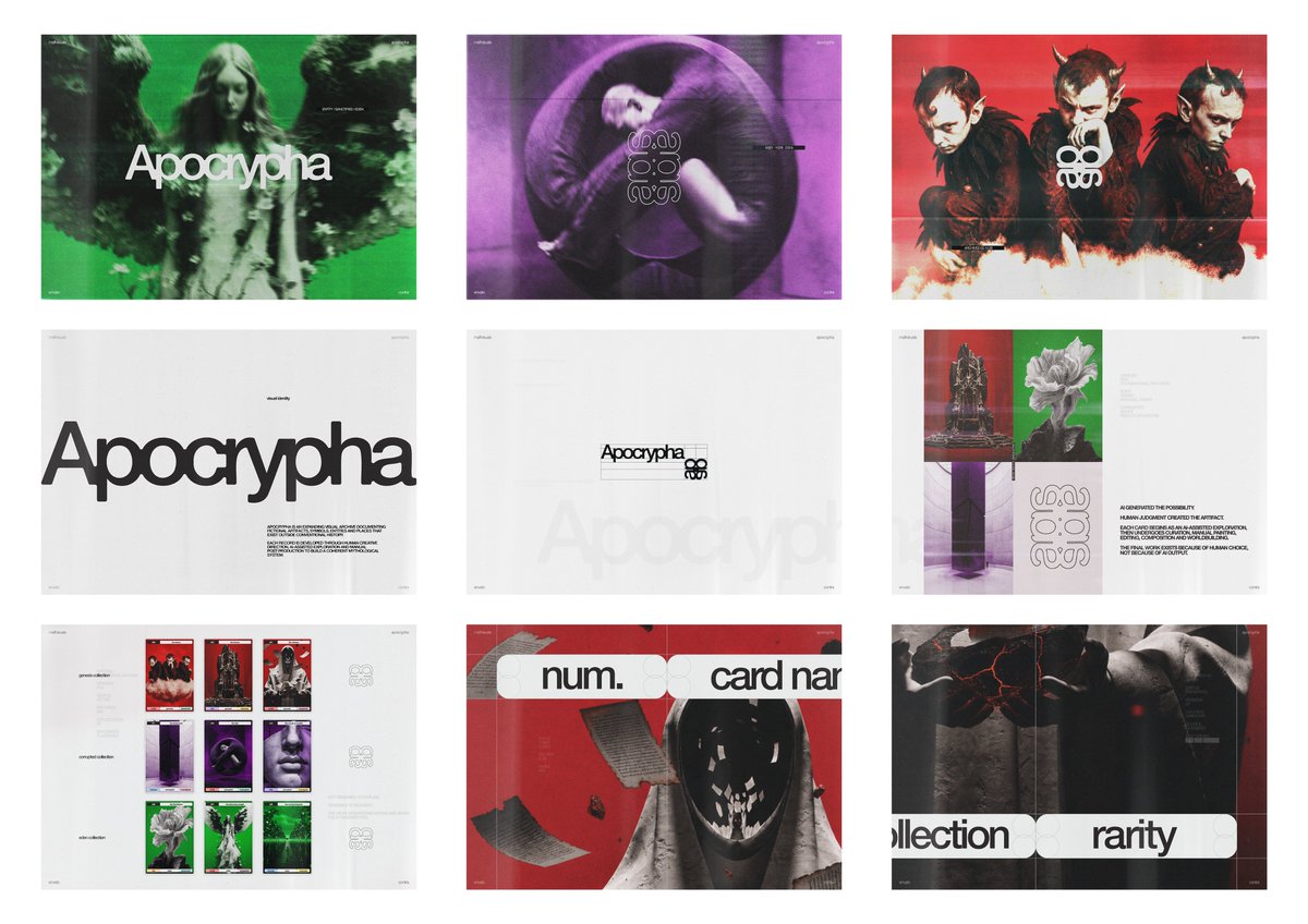 malfvisuals's tweet photo. I built Apocrypha, a card universe where AI is only the starting point.

Using @envato's stock assets and AI tools, I explored references, textures, concepts before shaping them into a cohesive world through human direction.

AI suggested. Human designed.

https://t.co/L8V4sU7PSo https://t.co/MN2C3KR5jp