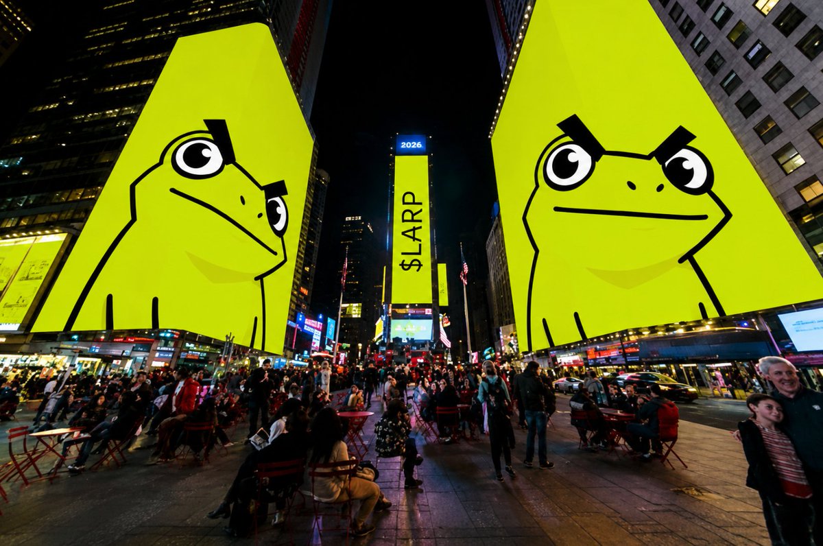 notlarpfrog's tweet photo. from larp to times square.

I took this picture so it's officially real now.

bagwork status: $10k banner. all in.

zohran paid me to do it.

0xf3929836c407dccf60494efb41710afe93c63db4 https://t.co/SrtvvFTeuz