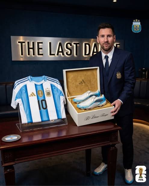 meiji143's tweet photo. Leo Messi’s boots for the World Cup Final! 
'The Last Tango'
‘The Last Dance’

#FIFAWorldCup2026
#Messi https://t.co/CtBh0SqEsd