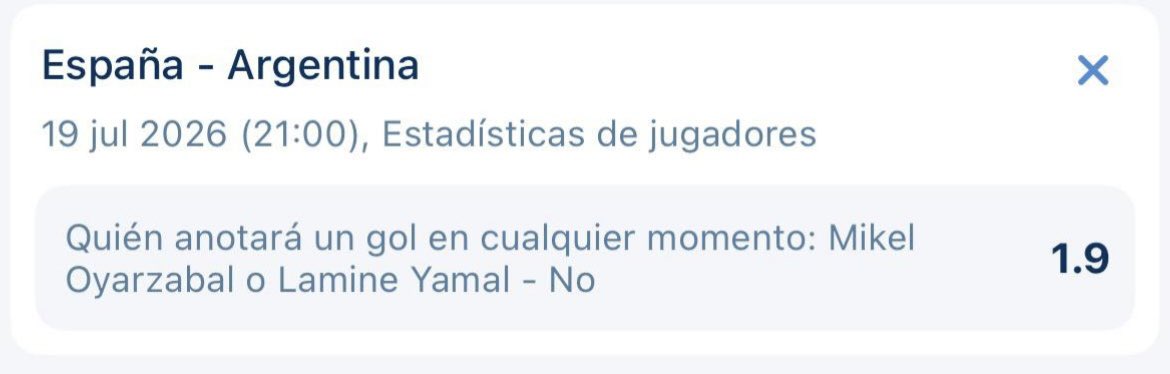 minerobets's tweet photo. ALERTA DE SUREBET🚨

🏟️España - Argentina

➡️13€ al súper Yamal u Oyarzabal anotan
🏠Betway
💰Retorno: 39€

➡️15€ a que ni Yamal ni Oyarzabal meten
🏠1xbet
💰Retorno: 28,50€

📊BENEFICIO: +11€ si Lamine u Oyarzabal meten. Si no lo hacen: +0,50€

‼️0% DE RIESGO https://t.co/LtOzQnKEd9
