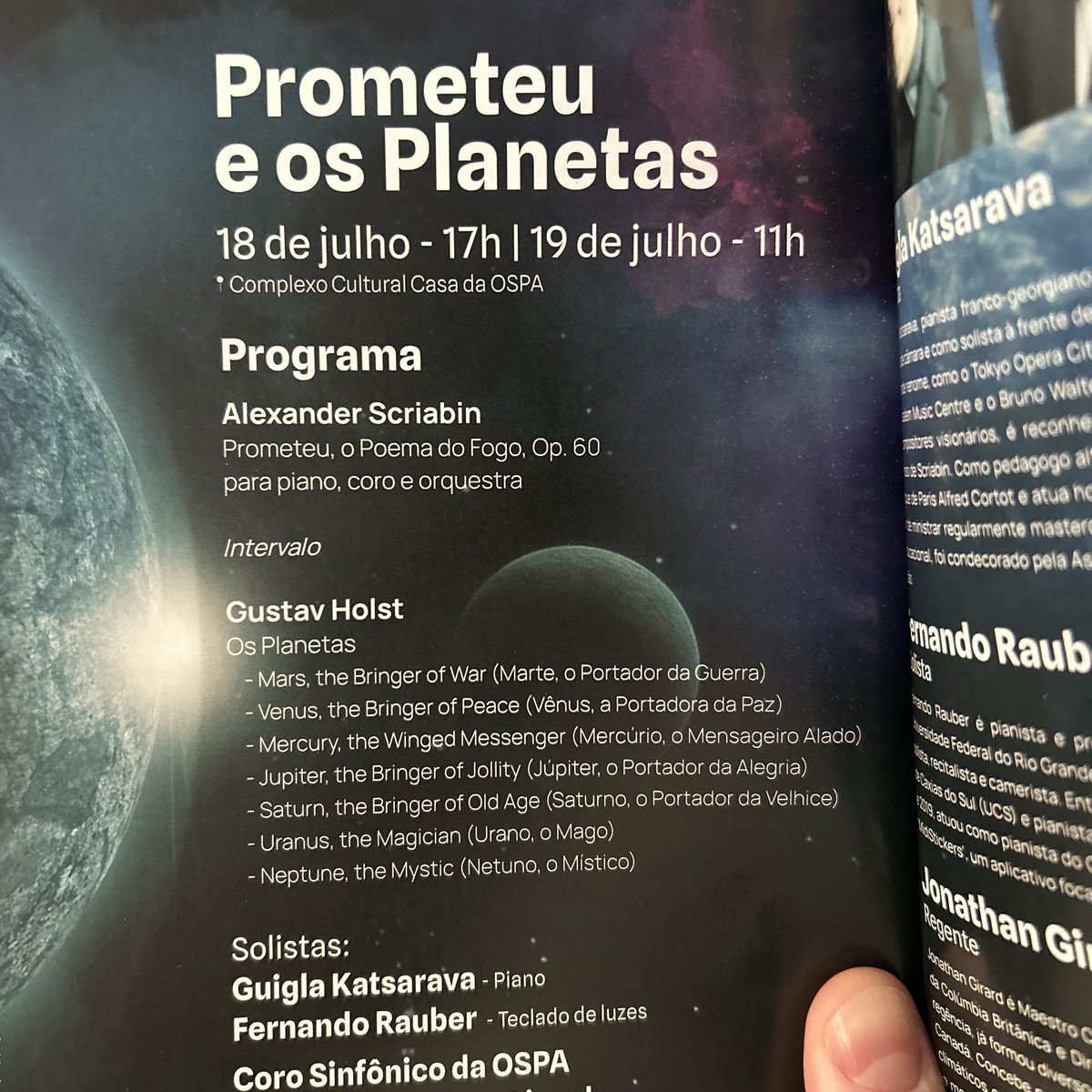Spellvexitor's tweet photo. Hoje foi dia de Scriabin (Prometeu) e Holst (Os Planetas) na Ospa. https://t.co/ioJdX56VkJ