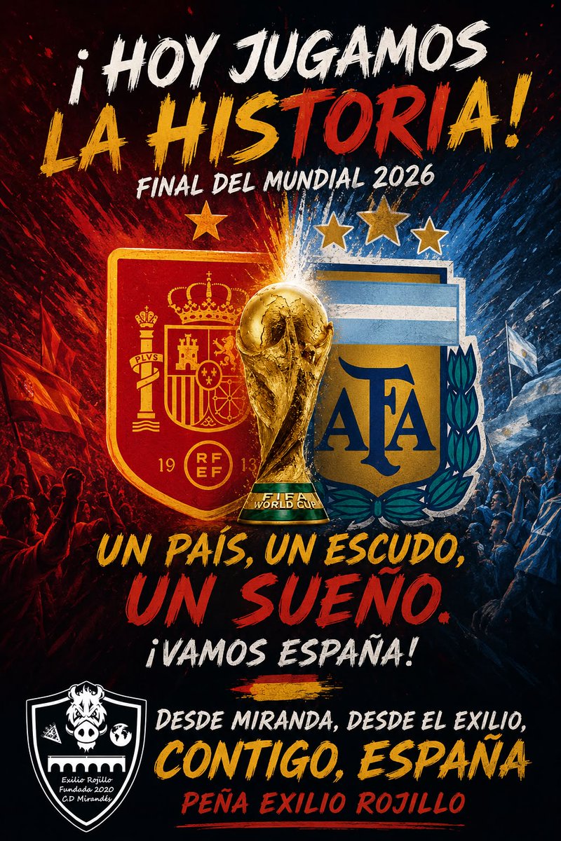 Exilio_Rojillo's tweet photo. 🇪🇸🔥 ¡Hoy todos somos España! 🔥🇪🇸

Desde la Peña Exilio Rojillo vivimos una noche histórica. Unidos por la pasión, el orgullo y los colores de nuestra selección, animaremos hasta el último minuto para conquistar una nueva estrella.
#VamosEspaña #Mundial2026  #PeñaExilioRojillo https://t.co/jny4zab7M4