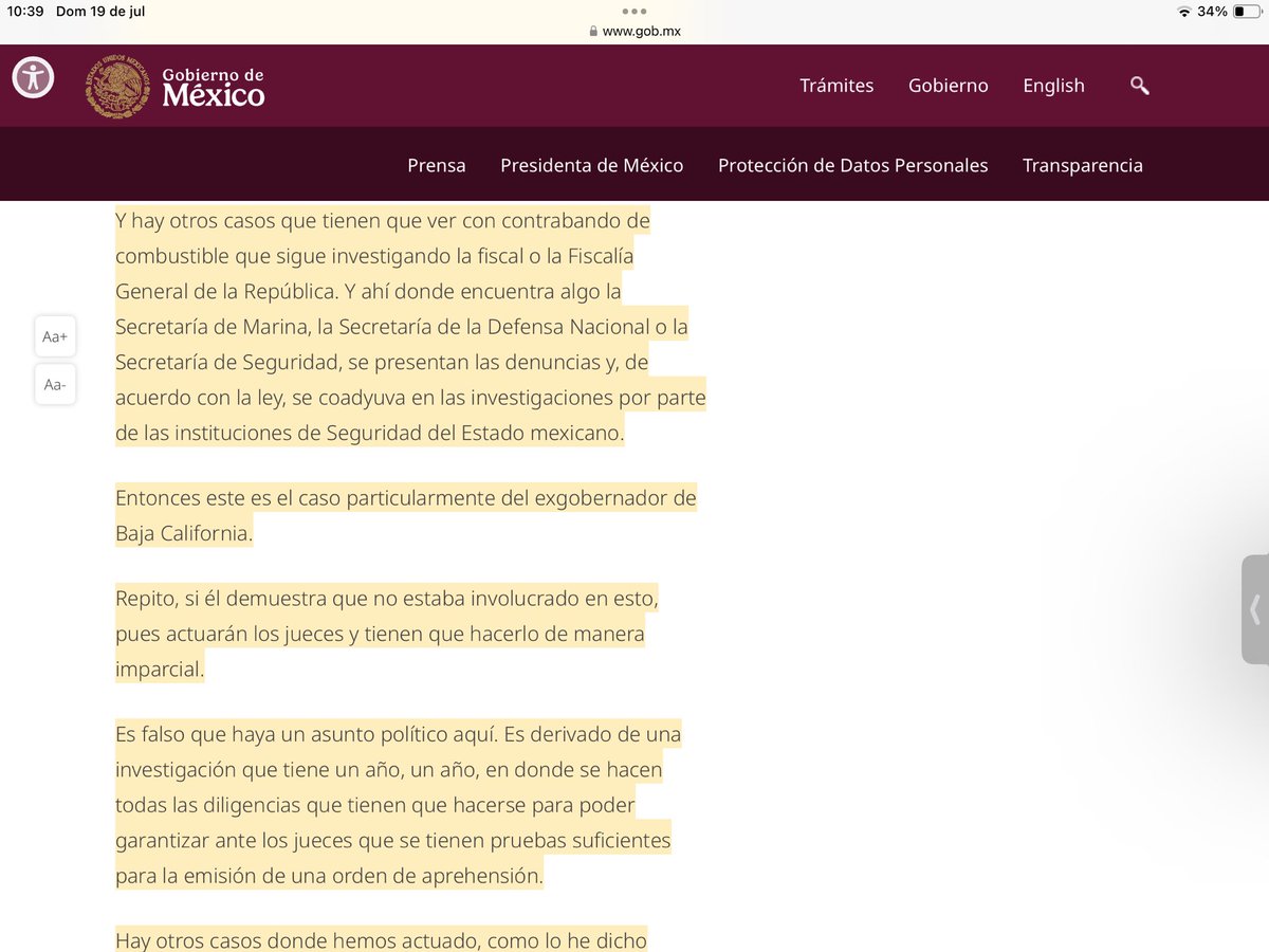 ceciliasotog's tweet photo. No, Presidenta. No es el ex gobernador #ErnestoRuffoAppel quien tenga que demostrar su inocencia. La reforma al artículo 1ro Constitucional de 2011 obliga a la presunción de inocencia. Es la Fiscalía la que tendría que demostrar la culpabilidad. Con sus palabras, usted lo presume culpable. #JusticiaSelectiva