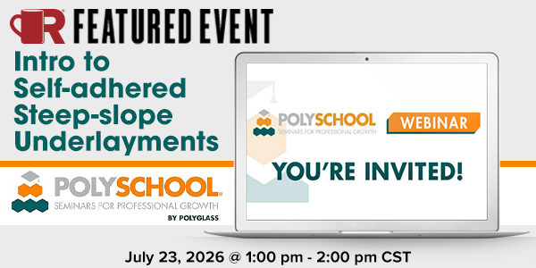 RoofCoffeeShop's tweet photo. #RoofersCoffeeShop Event Pick of the Week: Intro to Self-adhered Steep-slope Underlayments
July 23, 2026
1:00 pm - 2:00 pm CST
Learn More and Register Here
https://t.co/JnNiclYNRE
#PolyglassUSA #PolySchool #TheCoffeeShops #RoofingContractors #RoofingIndustry #RoofingEvents https://t.co/QjU8KTwcPC