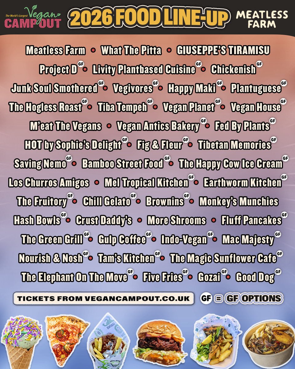 VeganCampOut's tweet photo. 45 food vendors announced! 💥 With a whopping 20 brand new to VCO for the first time! 😮

Let us know in the comments below who you’re most excited to try! 👇 https://t.co/AU2RPv7ncI