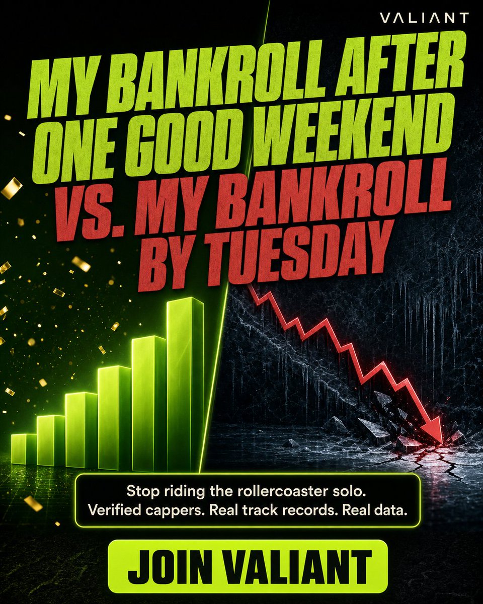 ValiantMarco's tweet photo. We've all been there. The Sunday high hits different when Tuesday's reality check comes knocking. Stop riding the rollercoaster solo. Verified cappers with public track records mean you're not just guessing anymore. Link in bio. https://t.co/vo99ogqWLE