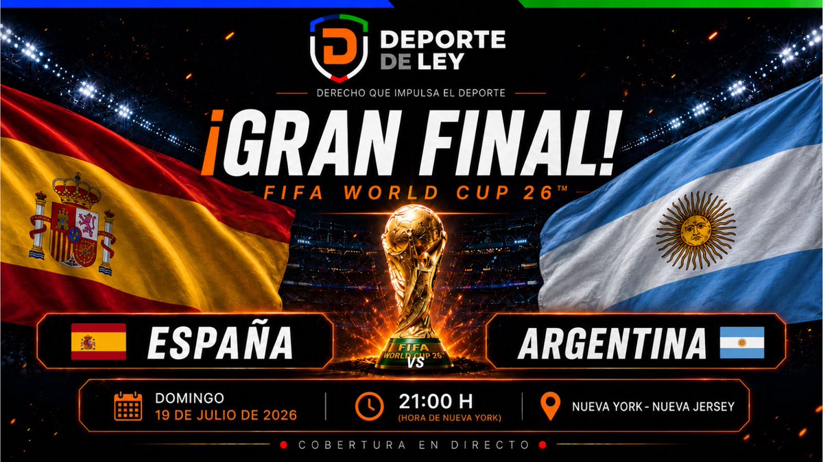 deportedeley's tweet photo. 📋 ALINEACIONES CONFIRMADAS

🏆 Final | Mundial 2026
🏟️ New York/New Jersey 🇺🇸
🇪🇸 España 🆚 Argentina 🇦🇷

🇪🇸 España
Unai Simón; Pedro Porro, Cubarsí, Laporte, Cucurella; Rodri, Fabián; Lamine Yamal, Dani Olmo, Álex Baena; Oyarzabal.

🇦🇷 Argentina
Emiliano Martínez; Nahuel Molina, Cuti Romero, Lisandro Martínez, Tagliafico; Paredes; De Paul, Enzo Fernández, Mac Allister; Messi y Julián Álvarez.

España va con Lamine y Oyarzabal arriba. Argentina responde con Messi y Julián para defender la corona.

@SEFutbol @Argentina #VamosEspaña 

#Mundial2026 #FIFAworldcup