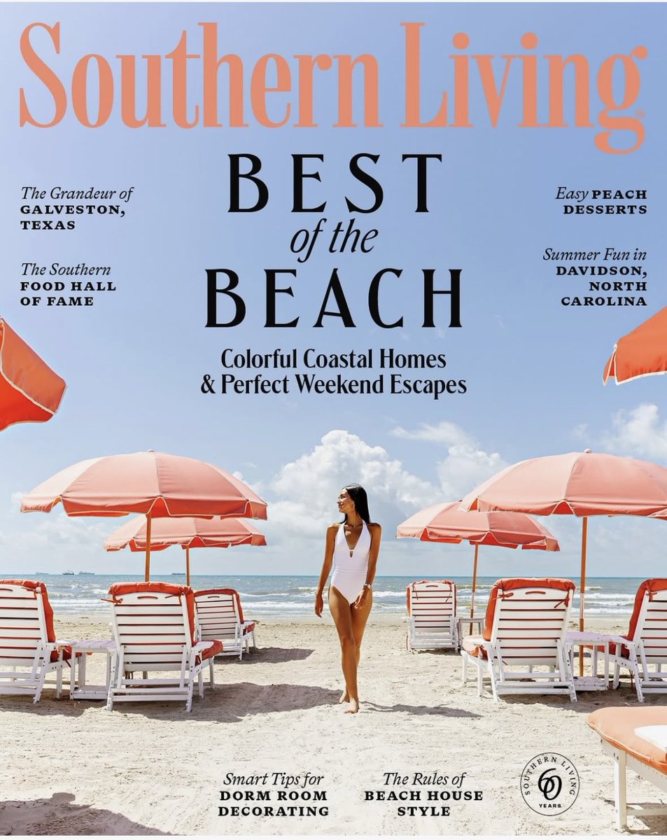 grandgalvez's tweet photo. A huge thank you to @Southern_Living! 🌊 The August cover features GiGi Beach, the new full-service beach club at the legendary, iconic Grand Galvez. Cover story includes a stunning pic and feature coverage of the “Queen of the Gulf,” Galveston Island’s only historic beachfront hotel.
Luxury. Legend. Lore. #GrandGalvez #GiGiBeach #Galveston #SouthernLiving #TexasTravel
@grandgalvez @autographhotels @marriottbonvoy @GalvestonIsland

📷: @cedricangeles; cover story 📝: 
@kaitlynysadik