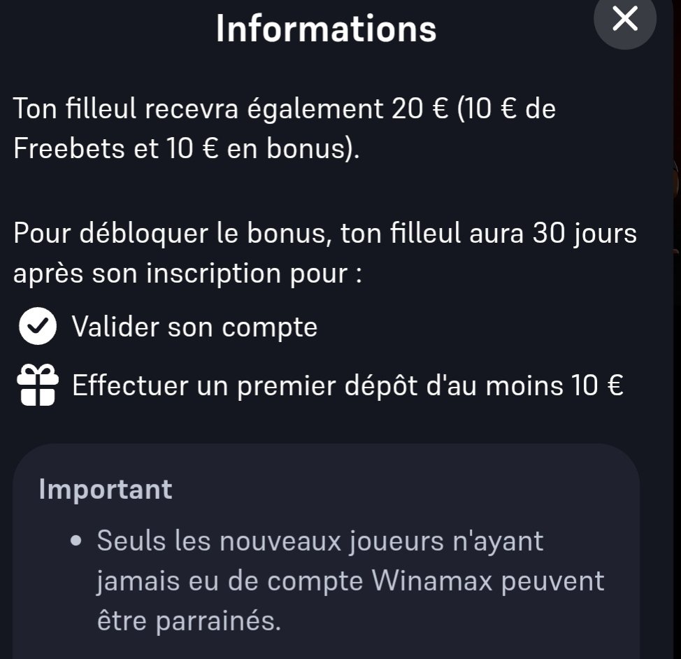 FRSorare's tweet photo. OFFRE LIMITÉE PARRAINAGE WINAMAX : rentre mon code parrain TACPEY et reçois 20 euros de bonus lors de l'inscription. #TeamParieur #TeamParieurs #Winamax #parrainage #betclic #unibet #KOP https://t.co/gwfOJ2N142