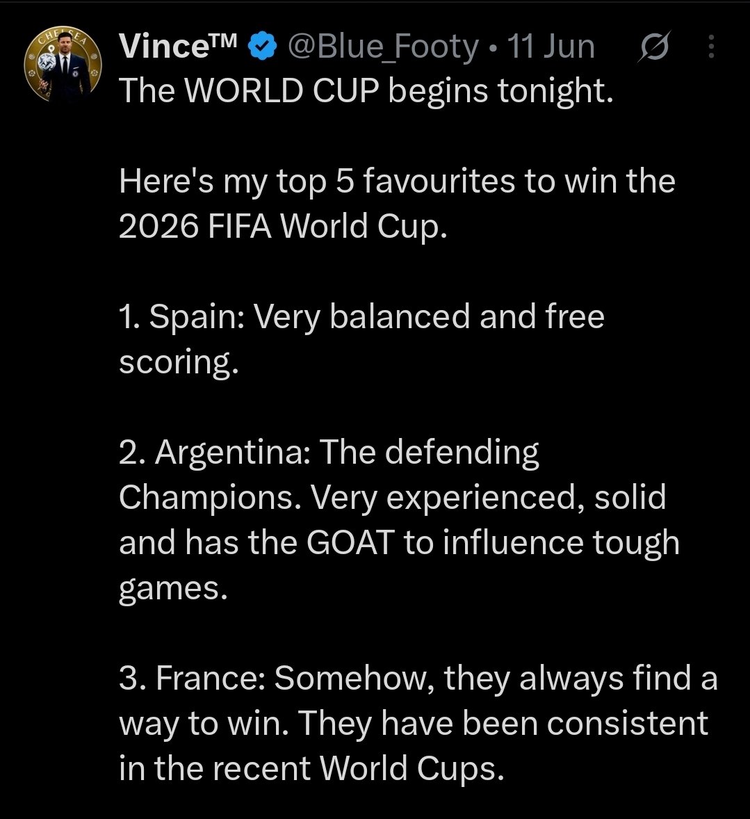 Blue_Footy's tweet photo. Backed SPAIN all the way to win the World Cup, and they delivered.

Well deserved! It would have been an injustice if Argentina had squeezed their way to victory. https://t.co/w4AUarR9zG