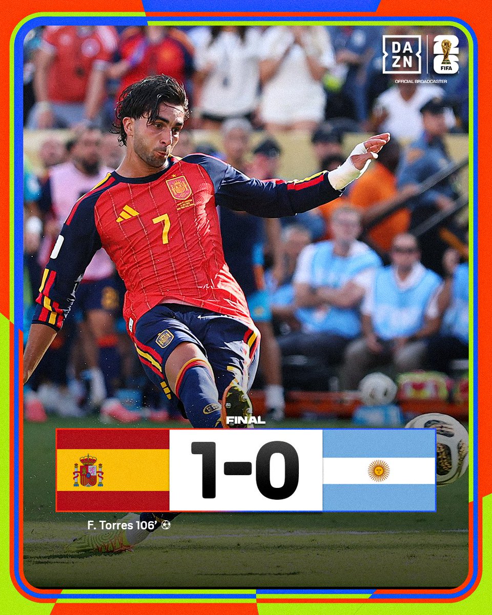 DAZN_ES's tweet photo. ¡LO PODEMOS GRITAR POR TODO LO ALTO, ESPAÑA ES CAMPEONA DEL MUNDO! ⭐⭐🇪🇸

Un gol de Ferran Torres en la prórroga corona a la Selección Española como campeona del mundomundo😍😍

#DAZNMundial #FIFAWorldcup https://t.co/cDVuMgwxOW