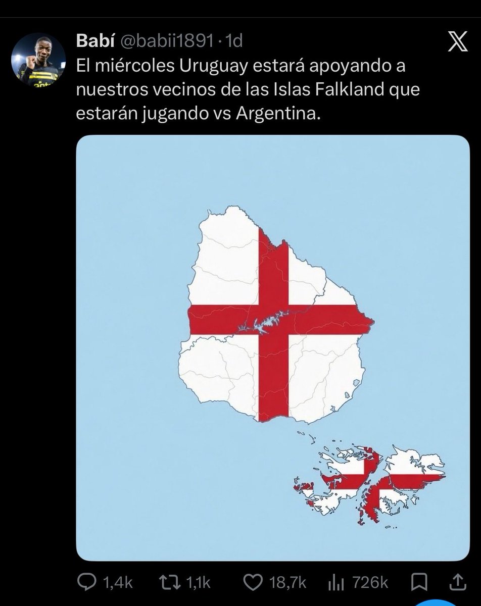 Juampiissj's tweet photo. Fueron todos los países del mundo con tal de estar en contra de Argentina. 
Eso demuestra la grandeza de nuestro país. https://t.co/mJdIZKXPgW