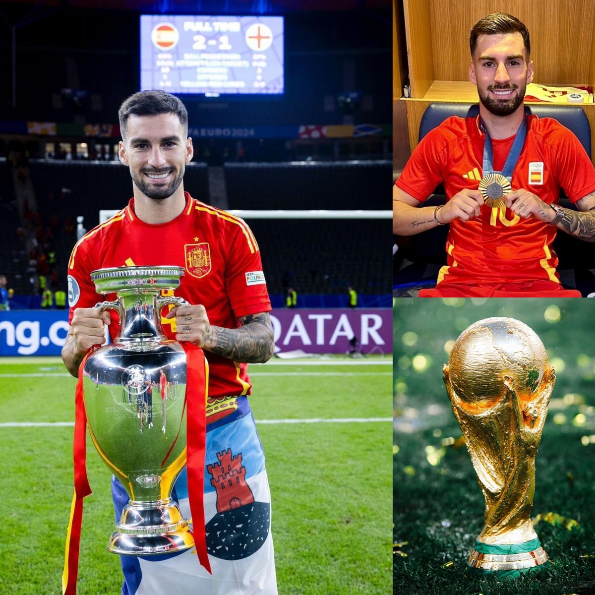 Objetivoatleti's tweet photo. 🤯🇪🇸 Álex Baena es el primer jugador en la historia del fútbol en lograr los 3 títulos consecutivos. 

🏆 Eurocopa 2024 (Alemania).

🥇 Medalla de oro en los Juegos Olímpicos 2024 (París). 

🌍 Mundial 2026 (New York). https://t.co/PjtjKRXbZ7