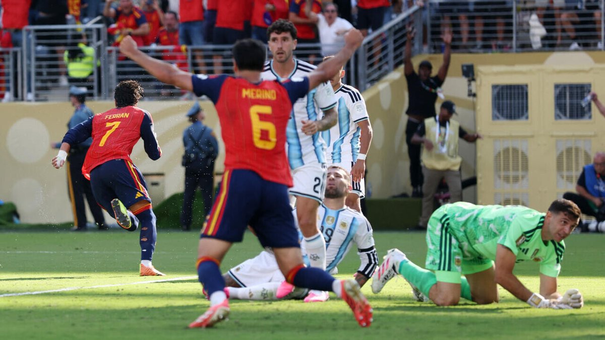 FRANCE24's tweet photo. World Cup 2026: Spain crowned champions after extra-time thriller against Argentina
➡️ https://t.co/1sZKtzrhOX https://t.co/GFJWiedKG1