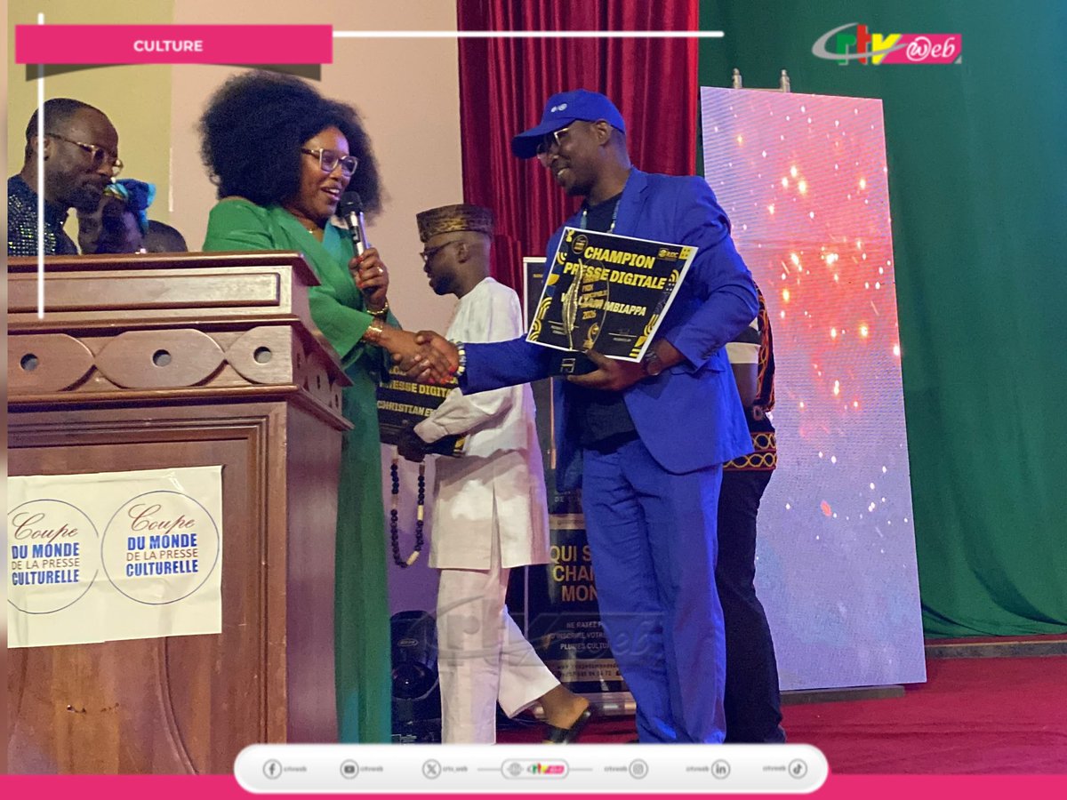CRTV_web's tweet photo. William Mbiappa du cameroun remporte le Grand Prix Francophilie des Médias 2026 sous catégorie presse digitale. Le titre de vice-champion revient à Christian Ekwalla de la même nationalité.
#RJ2C
#GrandPrixFrancophilie
#CoupeDuMondeDeLaPresseCulturelle https://t.co/WU0IB4tg8H