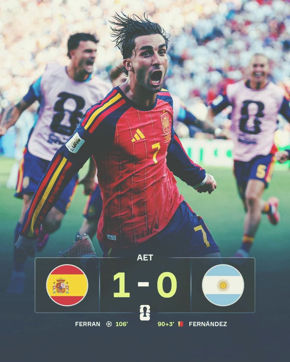 WangwanaMedia's tweet photo. 🏆 FULL-TIME: ARGENTINA 0-1 SPAIN 🇦🇷❌🇪🇸

SPAIN ARE THE 2026 FIFA WORLD CUP CHAMPIONS! 🌍🏆❤️💛

After an unforgettable battle, La Roja are back on top of world football, lifting the World Cup trophy for the second time in their history! 👏🇪🇸 https://t.co/LyIbEsgDcl