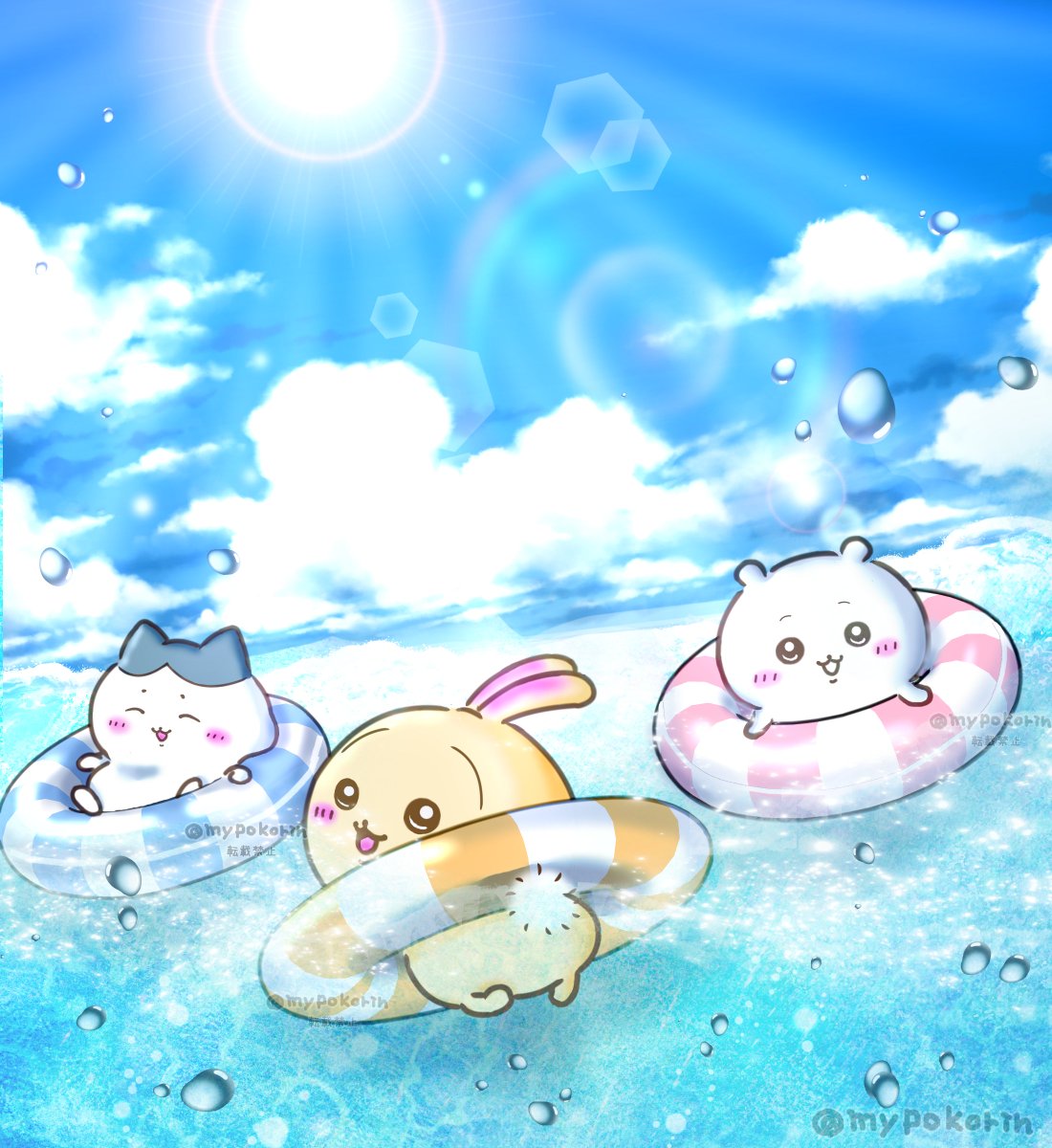 bb1223456's tweet photo. 今日は、 #海の日
と、いうことで海水浴🌞再掲です。

#ちいかわ
#ちいかわファンアート https://t.co/zP2NjqcYiB