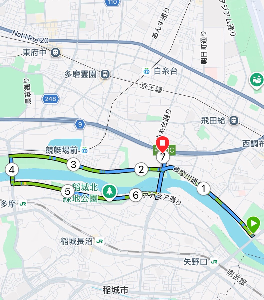 yeah_taka52's tweet photo. 東京🗼遠征4日目　最終日

早朝、眠る息子を起こさないようにそろりと部屋を出て朝ジョグ

多摩川の堤防を多摩川原橋〜是政橋
往復するつもりが暑くて稲城大橋でギブ💦

左岸は右側通行で、戻りの右岸は左側通行
知らずに反対走って叱られました😓

息子は祝日の今日も授業があって忙しそうです😌 https://t.co/V4BWX04dBd