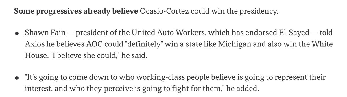 demsocsean's tweet photo. Shawn Fain basically confirms he's getting the UAW behind AOC if she runs https://t.co/fN7cNCUIAB