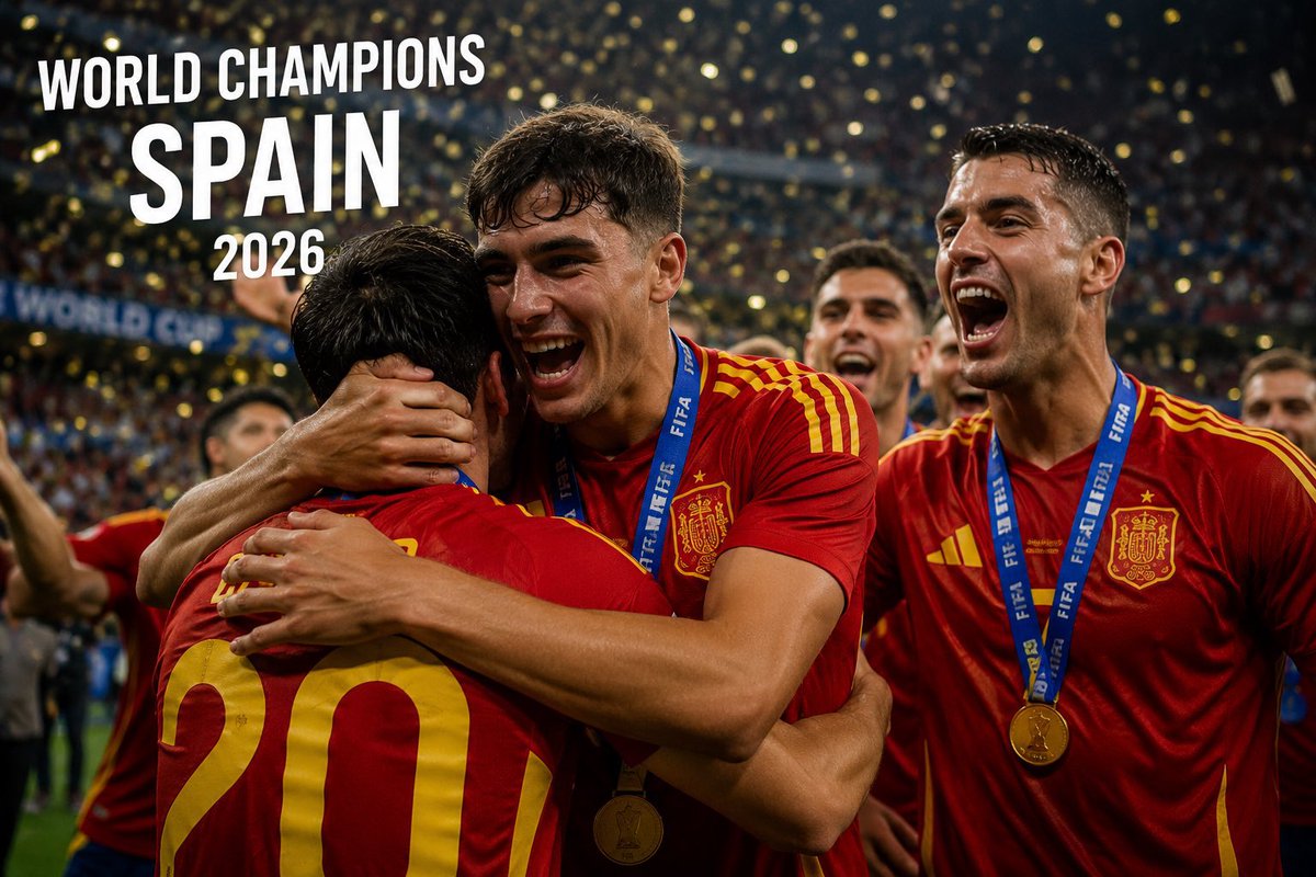 PunkxBtc's tweet photo. I could already hear it from the over: this Spain had something special. 🇪🇸

Strong, confident, dominant. A single goal conceded in the entire World Cup and a team capable of making even what was not simple seem simple.

World champions with full merit. Congratulations, Spain. 🏆

#Spain #WorldCup2026
