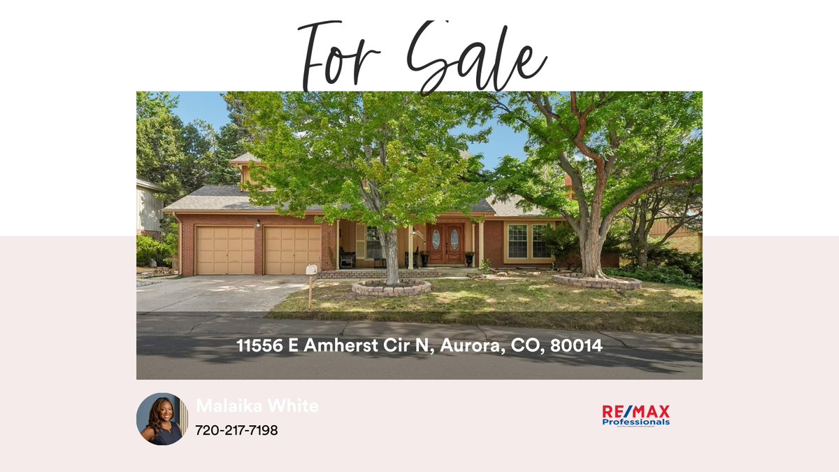 Malaika_Realtor's tweet photo. 🛌 5 🛀 3 🚘 2
📍 11556 E Amherst Cir N, Aurora, CO, 80014

My latest listing on RateMyAgent.
CO FA.100083683
https://t.co/Yl9GcyaiNP

...
#ratemyagent #realestate https://t.co/JTX3Ys8tpH