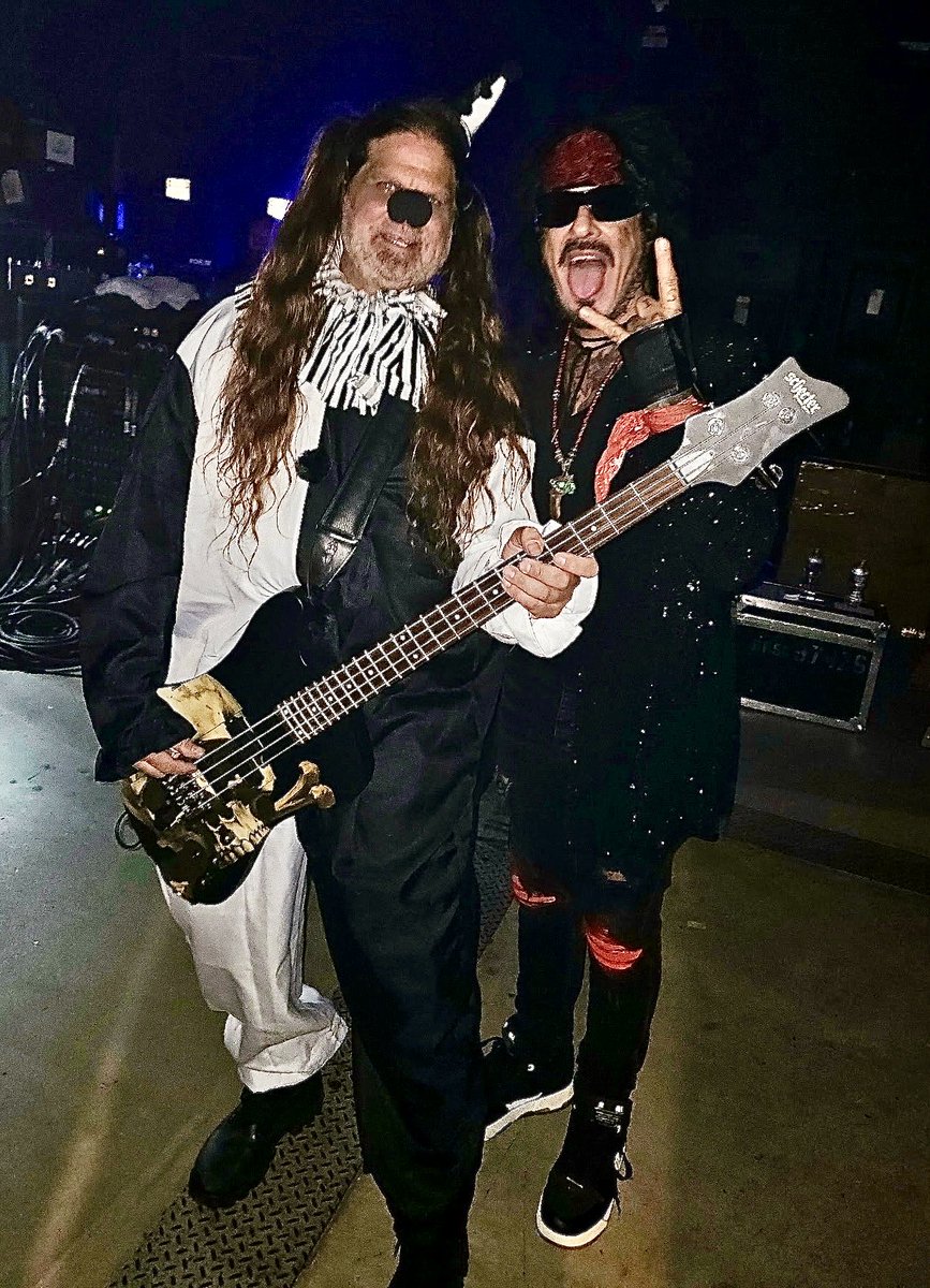 NikkiSixx's tweet photo. Behind the circus tent @MotleyCrue  Carnival Of Sins Tour with my amazing bass tech Fred.  First couple shows were off the hook.  🎡 https://t.co/8bJI1KhUQ9