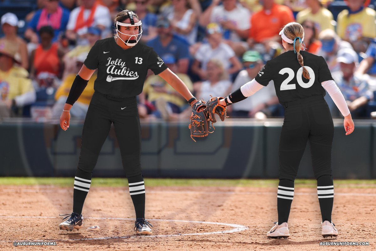 Clintau24's tweet photo. We've done a few Jolly Aubie concepts in the past. @cadair78 wanted to see a softball version this year.

To differentiate from the past versions, this one is rather simple and features a large "Jolly Aubies" script chestmark with toilet paper tail.

More: https://t.co/8vUiTKXW0Y https://t.co/VTp1uJbkFM