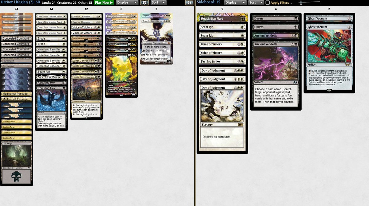 mpredrag201's tweet photo. Another Standard trophy, this time with BW Lifegain. Started with Moseo over Innocence and the deck was fine but not amazing, this version is better. 

The archetype is one Caves of Koilos away from being amazing, Town coming in tapped lategame hurts in a lot of spots. https://t.co/B1L5pXPlgy