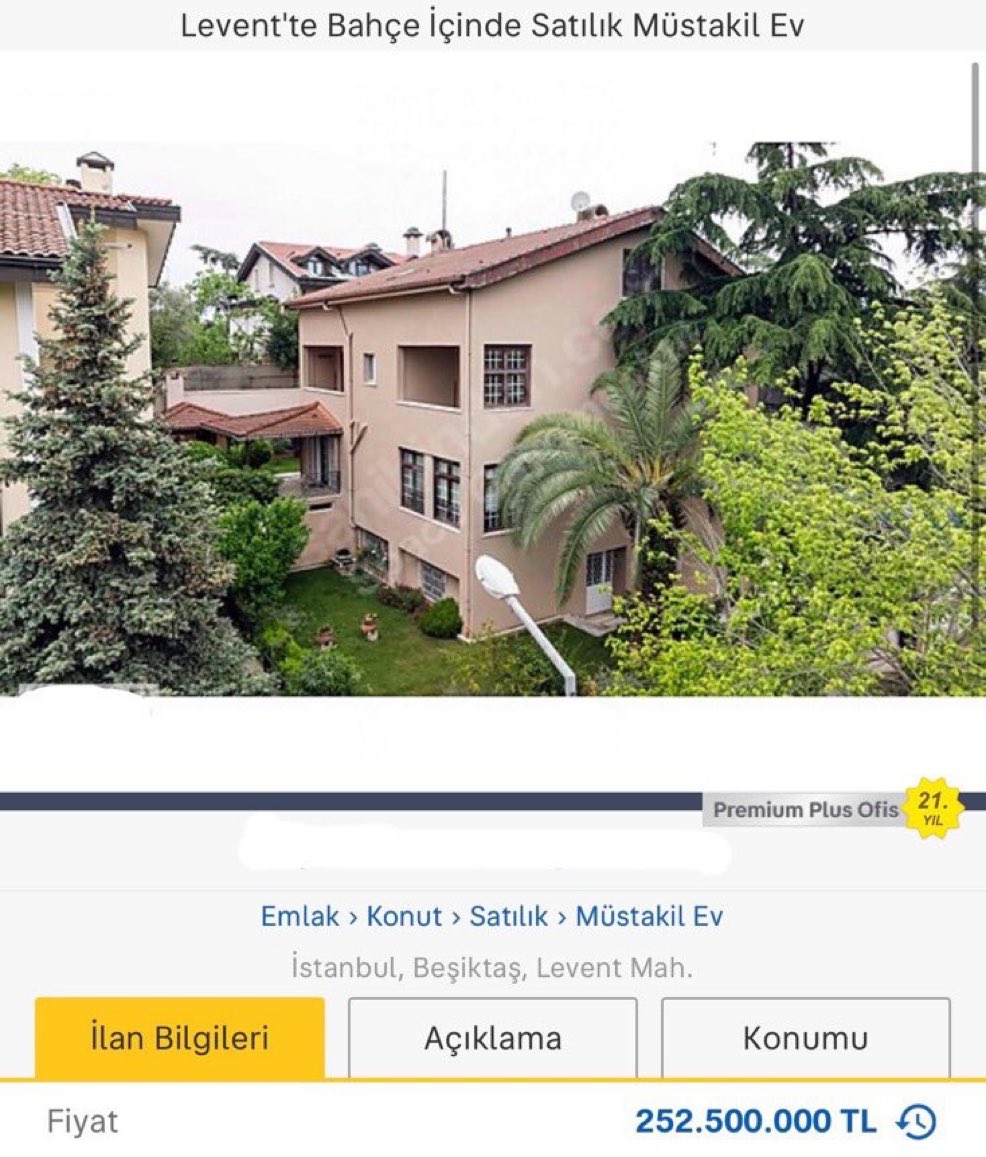 ZamHaberAjans's tweet photo. İstanbul Levent’te 252 milyon 500 bin TL bedelle satışa çıkarılan müstakil ev, lüks konut piyasasının en dikkat çeken ilanlarından biri oldu.

İlan detaylarına göre ev:

🔹1.136 m² arsa üzerinde
🔹900 m² brüt, 800 m² net kullanım alanına sahip
🔹4 katlı
🔹7 oda, 2 salon
🔹5 banyo ve 1 WC
🔹Geniş bahçe ve kapalı garaj bulunuyor.