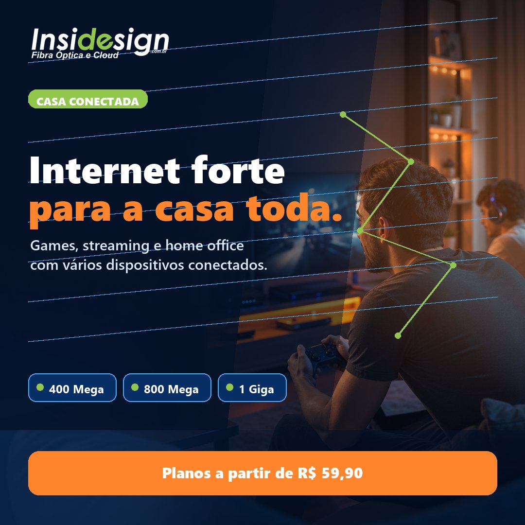 InsidesignWeb's tweet photo. Games, streaming, home office e vários dispositivos pedem internet para a casa toda. Fibra de 400 Mega a 1 Giga, Wi-Fi 6 e planos a partir de R$ 59,90/mês. Consulte cobertura: https://t.co/iT8JYAKvI7 #InternetFibra #WiFi6 https://t.co/SzdLmqkAmY