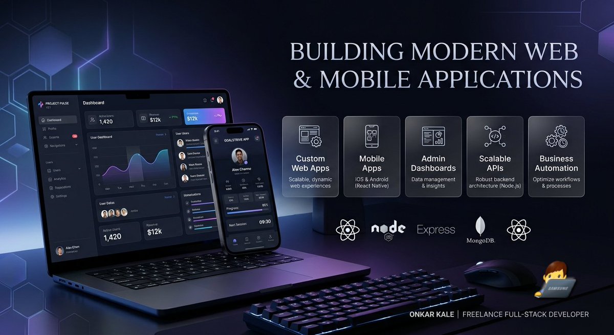onkark2102's tweet photo. 🚀 Available for Freelance Work

Need a web or mobile app?

I build:
• Web Applications
• Mobile Apps
• Admin Dashboards
• Business Software

Let's turn your idea into a real product.

📩 DM me.

#WebDevelopment #React #NodeJS #Freelancer https://t.co/IsOQrrBwaM