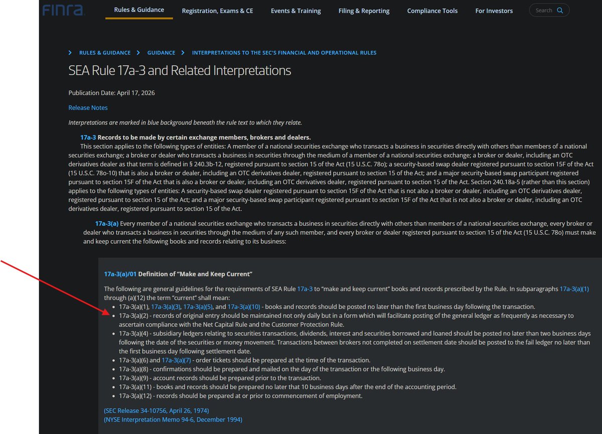 NicholasRaia2's tweet photo. SEA Rule 17a-3(a)(2) @FINRA "members will facilitate posting of the general ledger to ascertain compliance with the Net Capital Rule & Customer Protection Rule". Therefore; brokers cannot arbitrarily credit IOU #MMTLP dividend shares without backing of the issuer or transfer agent.