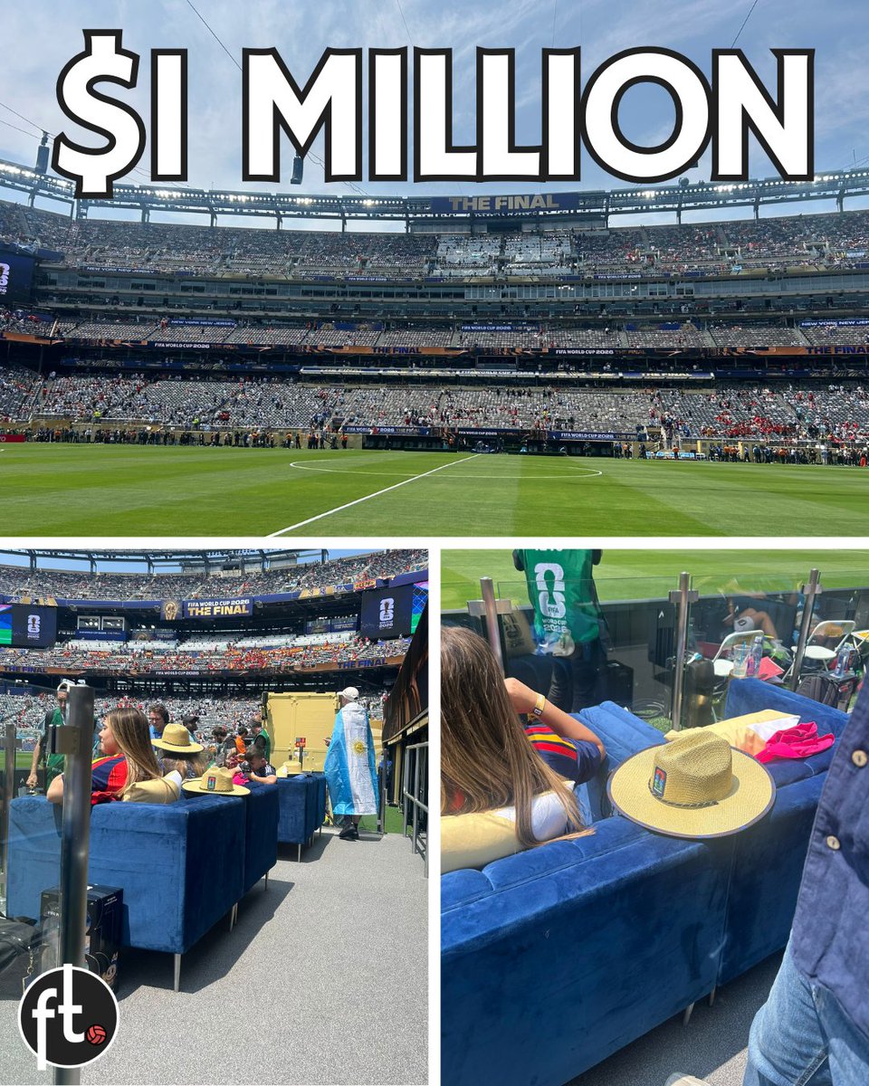 Footballtweet's tweet photo. 🚨🤯 This is the view from the $1 MILLION on-pitch hospitality seats for the FIFA World Cup Final at MetLife Stadium.

The exclusive package, sold by On Location, places fans right beside the pitch. 🧢☀️

📸 @AlexMSilverman https://t.co/lMSItafTYC