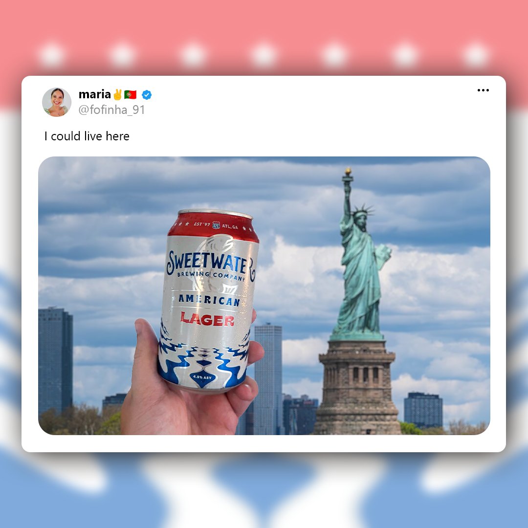 sweetwaterbrew's tweet photo. The world came for soccer.

America showed them tailgating in a parking lot, 12-lane highways, American Lager, monster trucks, bbq from a place that’s only open two days a week, air conditioning, more American Lager and gas stations the size of airports. 

Cheers to all of y’all that helped fill the last few weeks with cold beers and confusing stories. Raising an Official Beer of the World to you.
