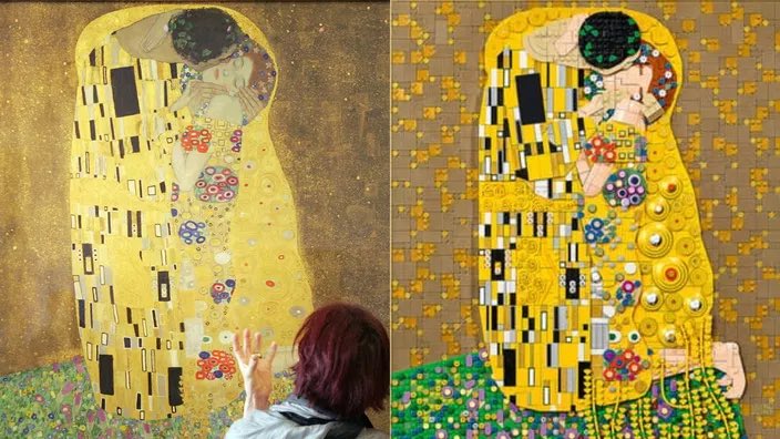 Delcroixx's tweet photo. EXPOSITION - #Lego s’associe au musée du Belvédère de #Vienne pour proposer sa version du Baiser de #GustavKlimt https://t.co/BCKmBOzPa9 via @Figaro_Culture https://t.co/1NQ8oB3MUl