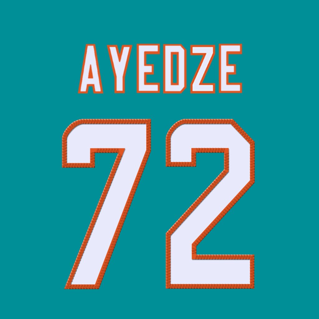 Miami Dolphins OL Gottlieb Ayedze is wearing number 72. Last