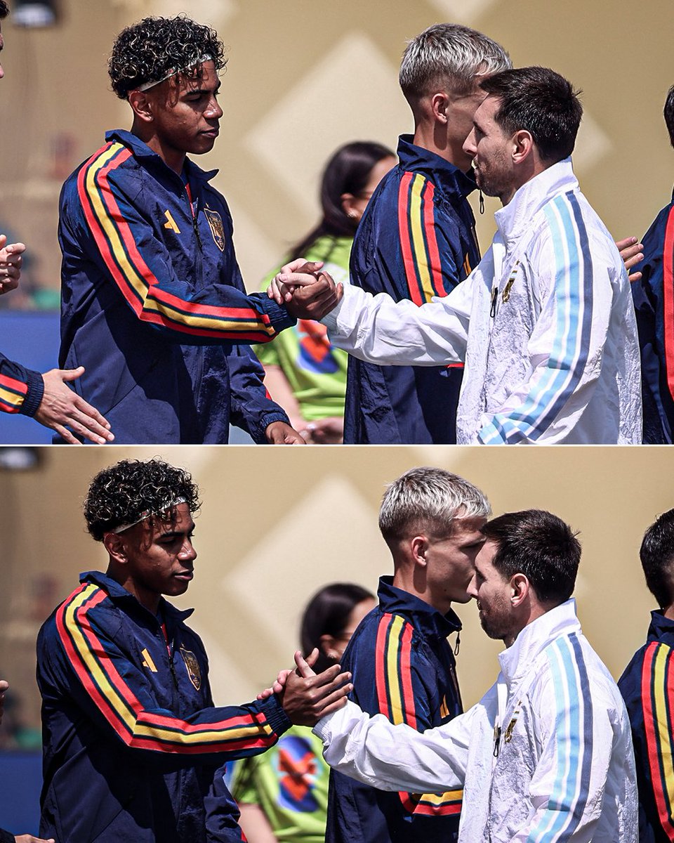 espn's tweet photo. Lamine Yamal and Lionel Messi meet ahead of the World Cup final ❤️

IT IS TIME 🏆 https://t.co/Q8J0Qmvgin