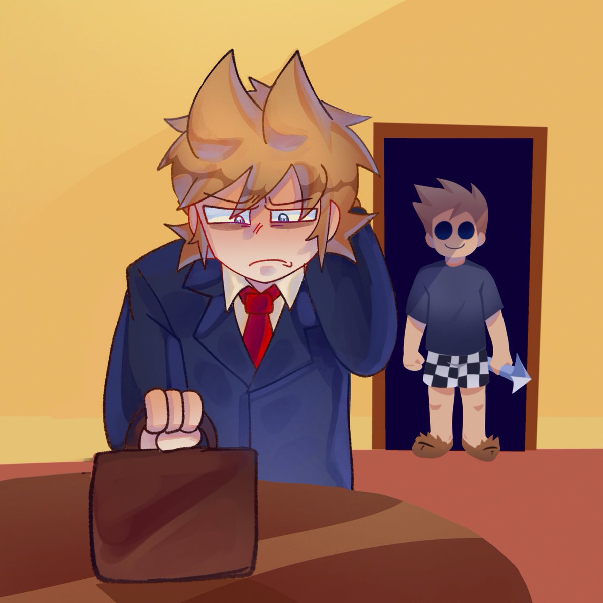 zor3uwu's tweet photo. Tom and tord if they lived together uwu)/💙❤ 
*Tord coming home tired from workd after haveing his worst day ever*
Tom eager to cause trouble xhdhhdhd 
#tomtord #tordtom #Eddsworldtord #Eddsworldtom 
Tom mantenido xd https://t.co/ROzMi6e0GV