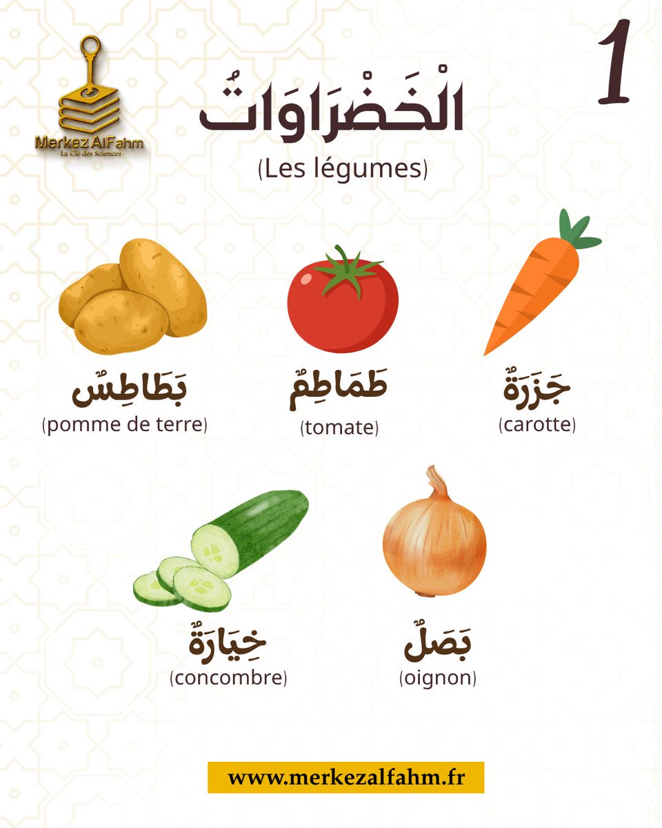 MerkezAlFahm's tweet photo. Apprendre le vocabulaire des légumes en arabe avec Merkez Al Fahm, c'est facile ! 🥕🍅

Vous souhaitez apprendre plus sur la langue arabe ? Rejoignez-nous !

🔗  https://t.co/fHnjMUKIMx https://t.co/5bcDNhTmPf