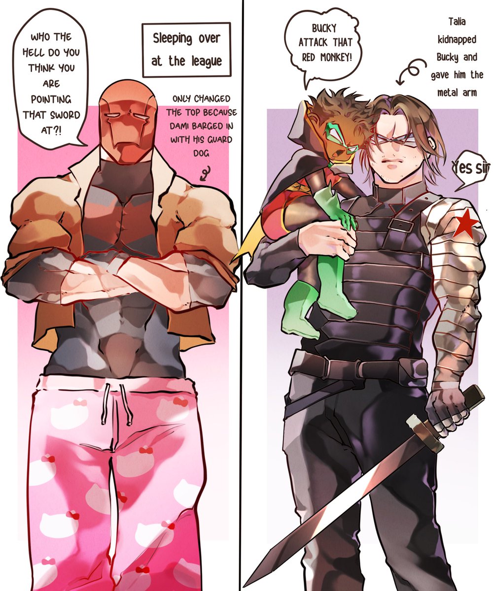 hanooodle's tweet photo. Damian adopts Bucky #damianwayne #buckybarnes #batfamily https://t.co/gAxk1btj7J