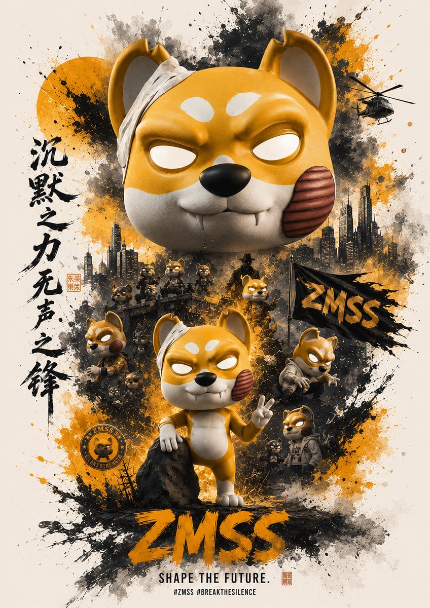 ZMSSNFT's tweet photo. ZINU ZMSS NFT — SHAPING THE FUTURE.

Meet the legend: Zinu, the fierce zombie commander with the signature white bandage, glowing eyes, and that unbreakable peace-sign stance. He’s perched on the rock like a true leader, backed by his elite squad of ZMSS warriors, a massive floating Zinu head in the skyline, a chopper cutting through the smoke, and the bold ZMSS flag waving high.

Explosive orange-and-black splashes, dystopian city towers, and the powerful Chinese tagline “沉默之力 无声之锋” (The silent power. The voiceless blade.) set the tone for this unstoppable movement.

This isn’t just an NFT — it’s a visual revolution.
Collect a ZMSS NFT and join the ZombieMob that’s breaking the silence.