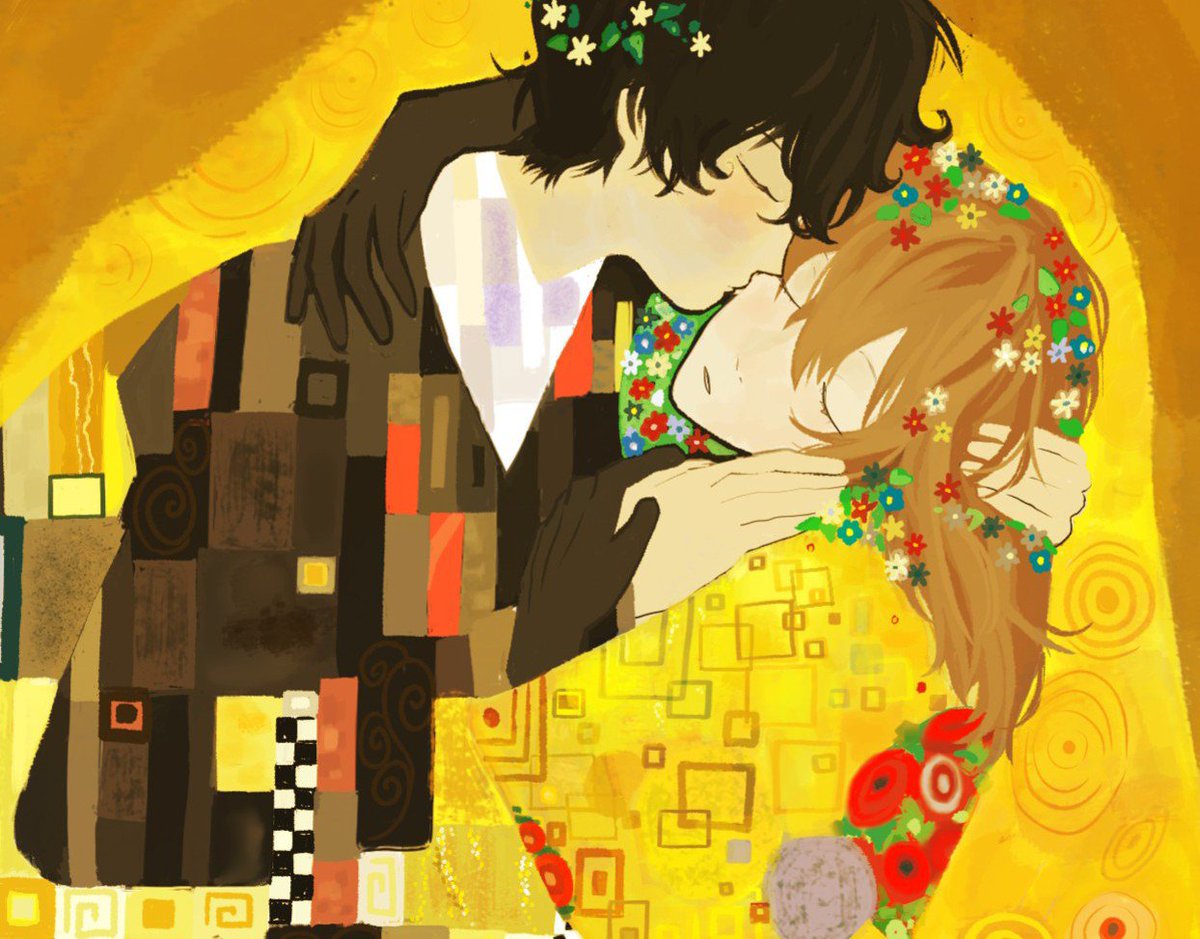 04ionn's tweet photo. here's a wip of shuake version of the kiss by gustav oh they mean so much to me #shuake #persona #thekissgustavklimt https://t.co/p6mLojewe6